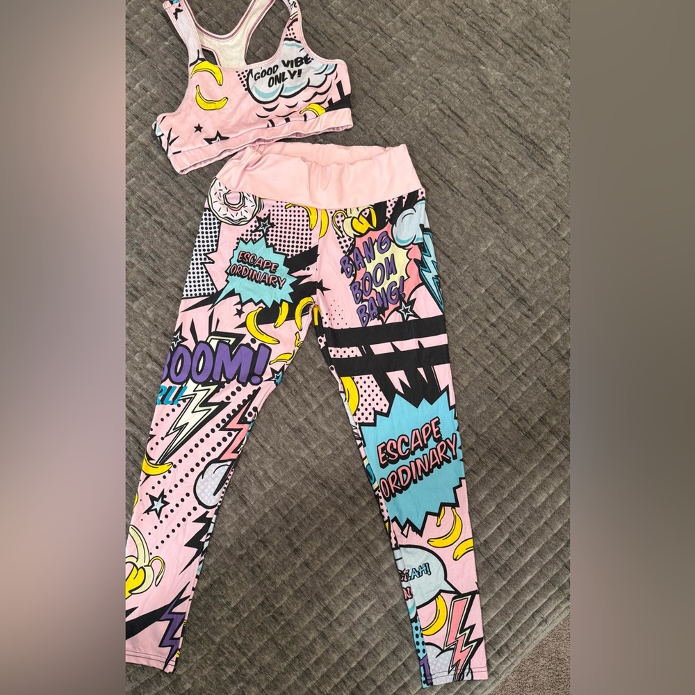 Colorful Comic Print Activewear Set